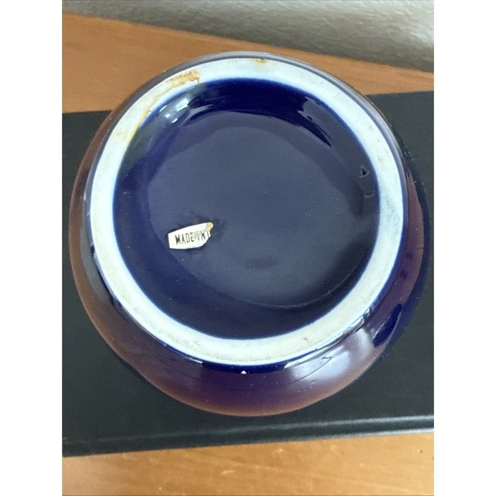 Vintage Asian Cobalt Blue Gold Oriental 5